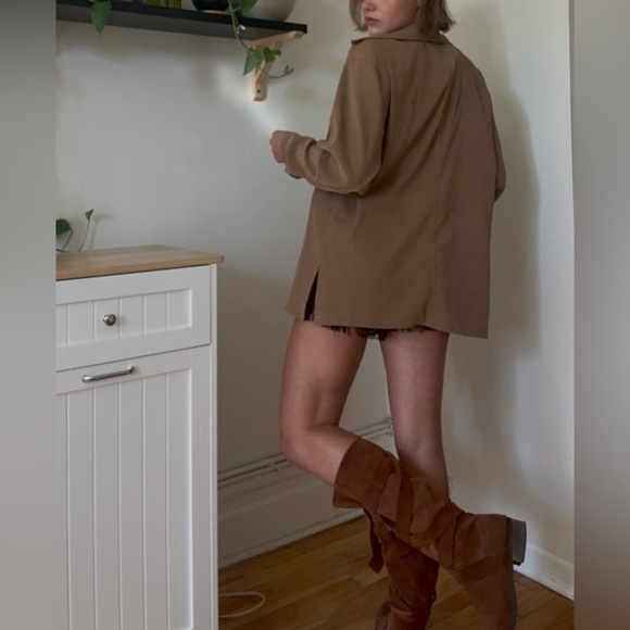 Hetcher Jackets & Blazers - Vintage Hechter Jeans Camel Zip-Up Shirt Jacket (Size M)